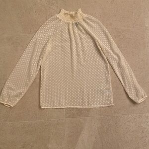 Elegant Sheer Cream Polka Dot Women's Top